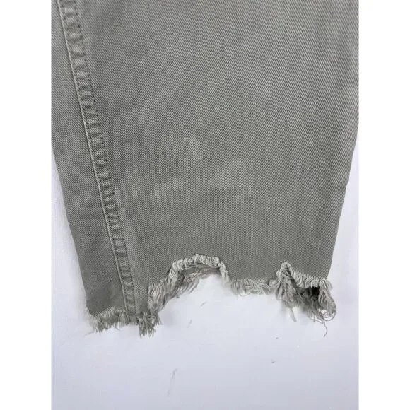 We The Free Jeans Womens 25 Green Denim Mid Rise Pockets Raw Hem Fringes - Picture 3 of 16